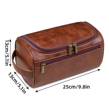 Large Capacity Waterproof Travel Toiletry Bag Cosmetic Organizer Multifunctional - Red Brown.