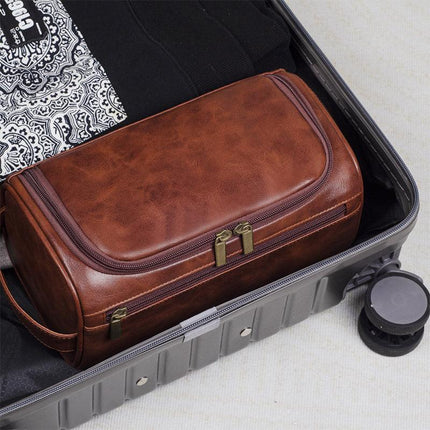 Large Capacity Waterproof Travel Toiletry Bag Cosmetic Organizer Multifunctional - Red Brown.