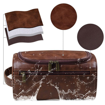 Large Capacity Waterproof Travel Toiletry Bag Cosmetic Organizer Multifunctional - Red Brown.