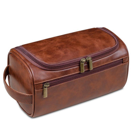 Large Capacity Waterproof Travel Toiletry Bag Cosmetic Organizer Multifunctional - Red Brown.