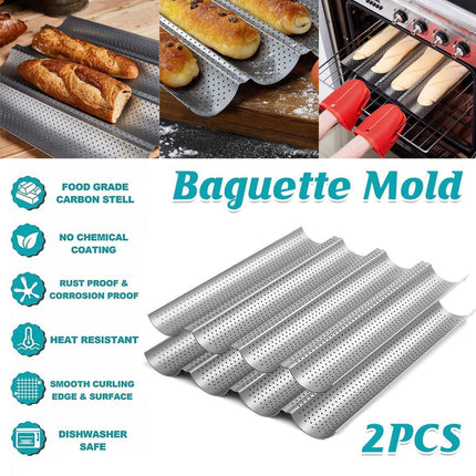 Non-stick French Baguette Pan Bread Baking Mould Loaves Mold Cooking Steel Tray.