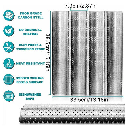 Non-stick French Baguette Pan Bread Baking Mould Loaves Mold Cooking Steel Tray.