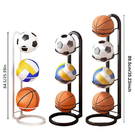 3/4Tier Basketball Stand Ball Organizer Storage Rack Basketball Equipment Holder - Black-4 Layers.