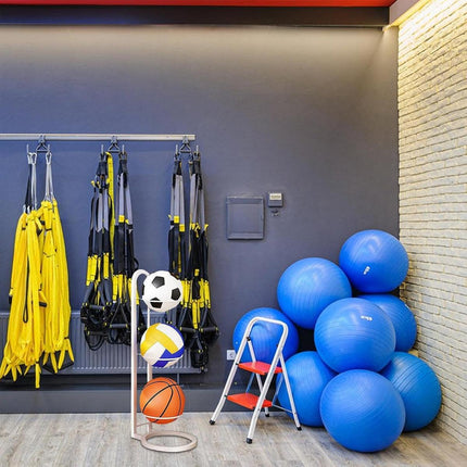 3/4Tier Basketball Stand Ball Organizer Storage Rack Basketball Equipment Holder - Black-4 Layers.