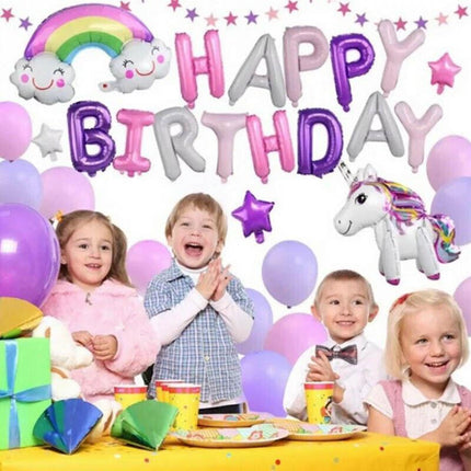 45-50 Pcs Happy Birthday 3D Unicorn Decoration Balloons Diy Decor Party Set - 04.