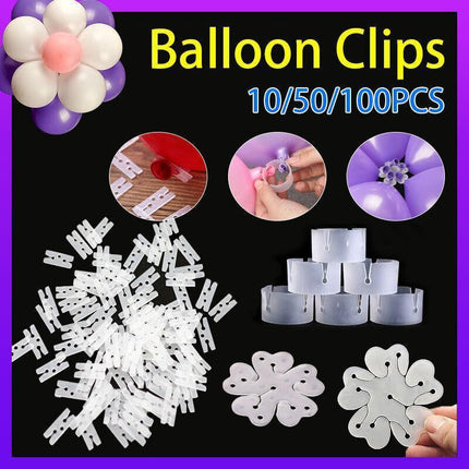Balloon Clips H V Clip Tie Filled Helium Air Balloons Wedding Party Decoration - 50X Round shaped.