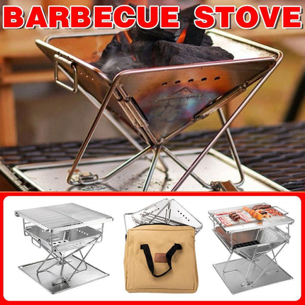 Camping Stainless Steel Collapsible Barbecue Grill Portable Outdoor BBQ Grill.