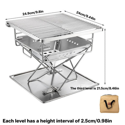 Camping Stainless Steel Collapsible Barbecue Grill Portable Outdoor BBQ Grill.