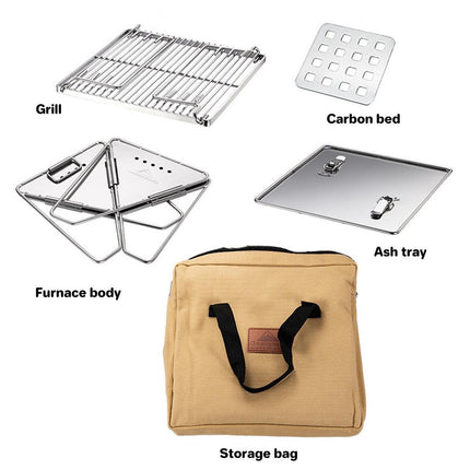 Camping Stainless Steel Collapsible Barbecue Grill Portable Outdoor BBQ Grill.