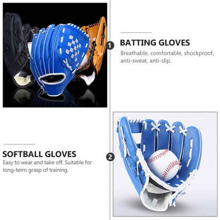 Baseball Glove Thickened Softball Glove Pitcher Mitt Sports Training Outdoor - Blue - 11.5in.