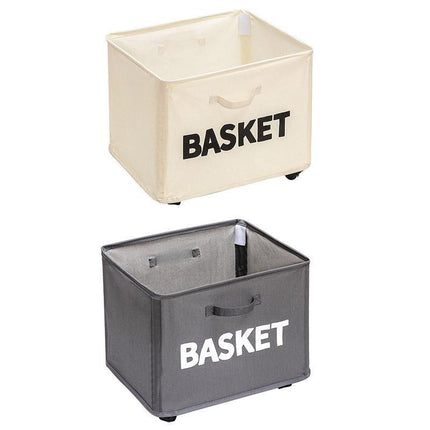 Rolling Storage Basket with Wheels for Under Desk or Shelf Organisation - Beige.