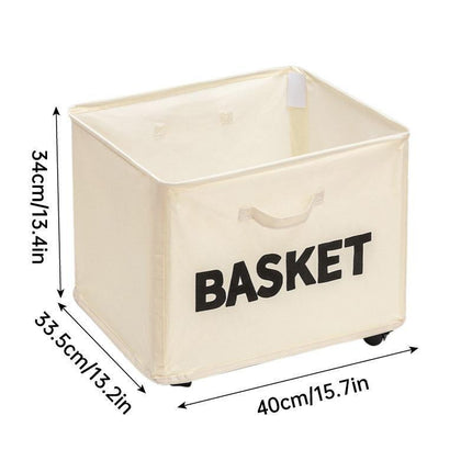 Rolling Storage Basket with Wheels for Under Desk or Shelf Organisation - Beige.