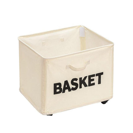 Rolling Storage Basket with Wheels for Under Desk or Shelf Organisation - Beige.