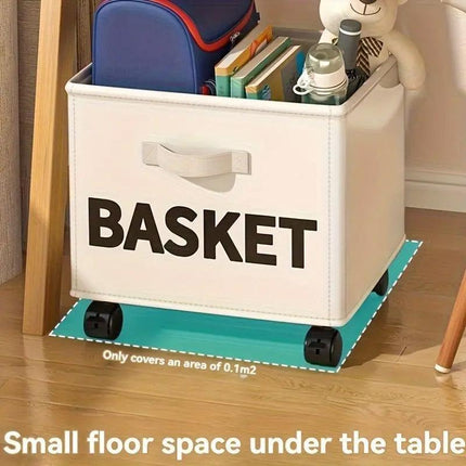 Rolling Storage Basket with Wheels for Under Desk or Shelf Organisation - Grey.