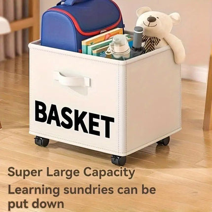 Rolling Storage Basket with Wheels for Under Desk or Shelf Organisation - Grey.