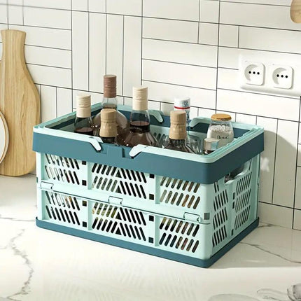 Foldable Portable Picnic Basket Lightweight Storage Basket for Outdoor Use - Grey.