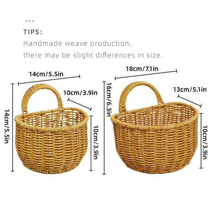 Imitation Rattan Woven Storage Basket Shelf Organizer Wash Rack for Home Decor - Large.