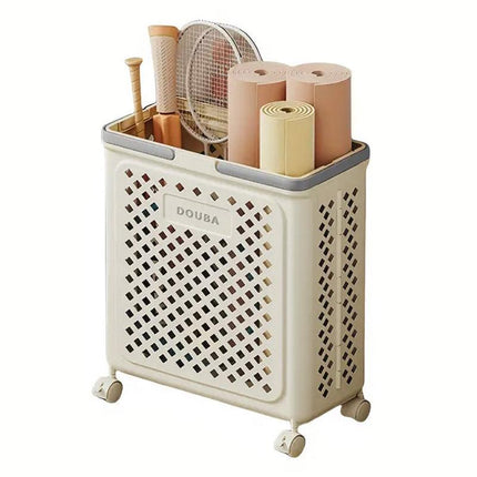 Folding Laundry Basket with Wheel Large Capacity Removable Dirty Clothes Storage - White-M.
