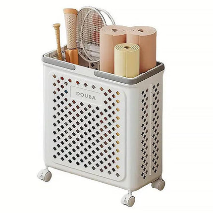 Folding Laundry Basket with Wheel Large Capacity Removable Dirty Clothes Storage - White-M.