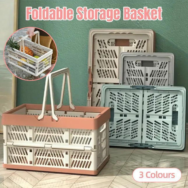 Foldable Portable Picnic Basket Lightweight Storage Basket for Outdoor Use - Pink.