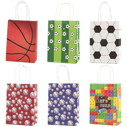 30PCS Fashion Ball Kraft Paper Gift Bag Festivals gift tote bag Party Favor Bag - Basketball-30pcs.