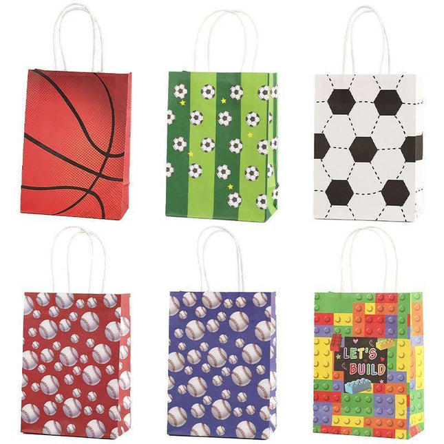 30PCS Fashion Ball Kraft Paper Gift Bag Festivals gift tote bag Party Favor Bag - Basketball-30pcs.
