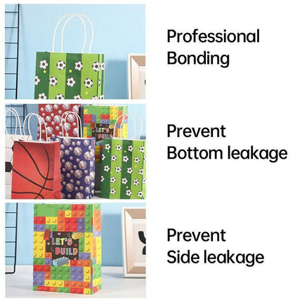 30PCS Fashion Ball Kraft Paper Gift Bag Festivals gift tote bag Party Favor Bag - Basketball-30pcs.