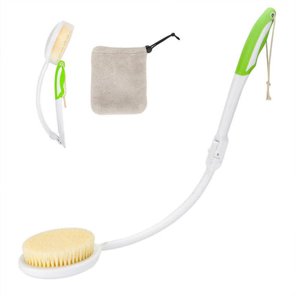 Back Bath Brush with Soft Bristles Curved Handle for Convenient Shower Scrubbing.
