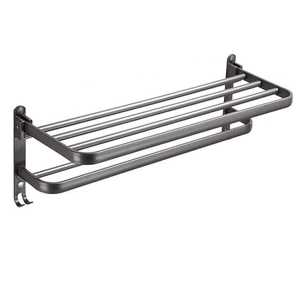 Grey Aluminum Towel Rack Punch-Free Bathroom Storage Towel Holder Home Organizer.