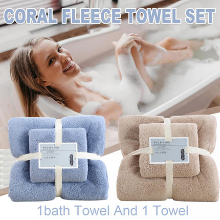 Coral Velvet Towel Set Bath Towels Soft Absorbent Quick Dry Face Hand Cloth Home - Brown.
