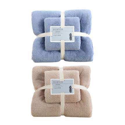 Coral Velvet Towel Set Bath Towels Soft Absorbent Quick Dry Face Hand Cloth Home - Brown.