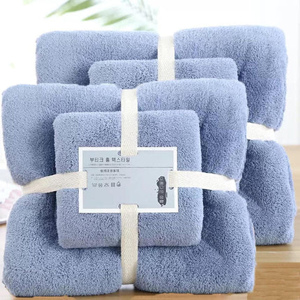 Coral Velvet Towel Set Bath Towels Soft Absorbent Quick Dry Face Hand Cloth Home - Brown.