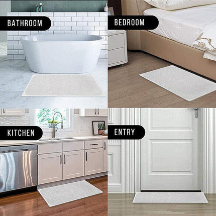 Anti Slip Shower Mat Loofah Surface Bath Rug 70x40cm White PVC Bathroom Carpet.