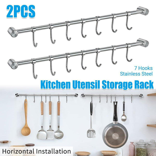 2PCS 304 Stainless Steel Bathroom Towel Hook Wall Mounted Clothes Kitchen Hanger.