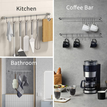 2PCS 304 Stainless Steel Bathroom Towel Hook Wall Mounted Clothes Kitchen Hanger.