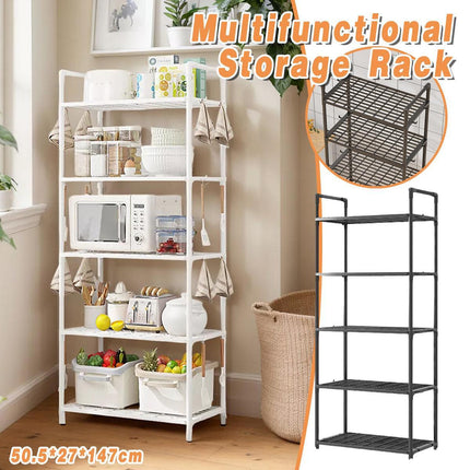 5Tiers Pot Storage Rack Pan Stand Saucepan Holder Cookware Organizer for Kitchen - White.