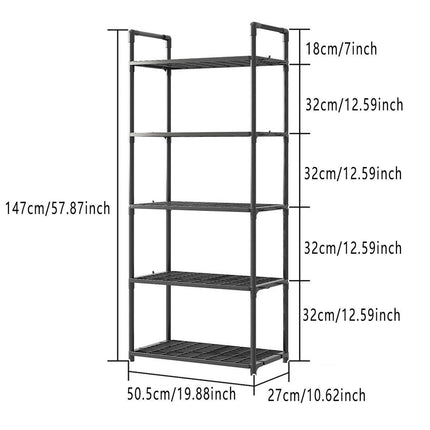 5Tiers Pot Storage Rack Pan Stand Saucepan Holder Cookware Organizer for Kitchen - White.