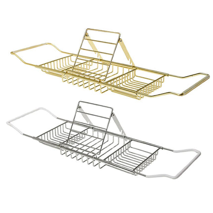 Bathtub Rack Bathroom Storage Shelf Telescopic Adjustable Organiser Tray Home - Silver.