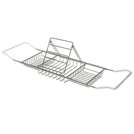 Bathtub Rack Bathroom Storage Shelf Telescopic Adjustable Organiser Tray Home - Silver.