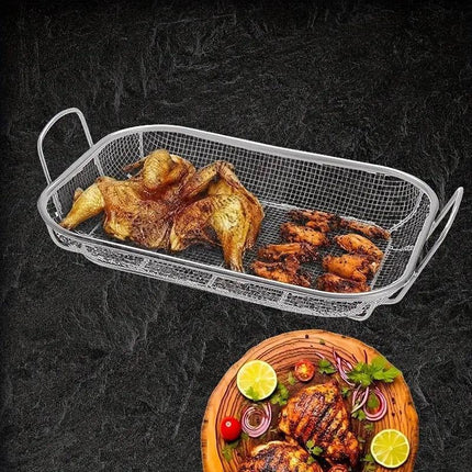 Stainless Steel Square Barbecue Basket Multifunctional Tray Grilling Vegetables.