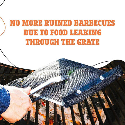24x14CM BBQ Grilling Mesh Reusable Bag Outdoor Camping Barbecue Grill Mats Cooking Pads - Copper.