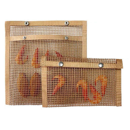 BBQ Mesh Grill Bag 27x22cm Non Stick Reusable Barbecue Grilling Basket Net - Copper.