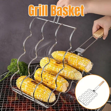 Folding Handle Corn Grill Clip Anti Scald Barbecue Tool for Home Outdoor Cooking.