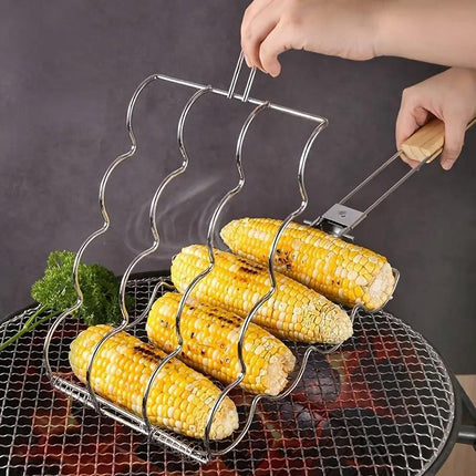 Folding Handle Corn Grill Clip Anti Scald Barbecue Tool for Home Outdoor Cooking.