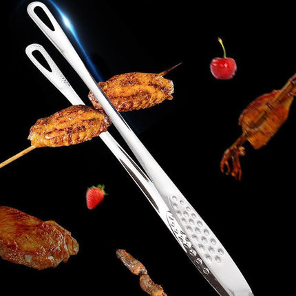 24/28Cm Stainless Steel Kitchen Grill Straight Tweezers Bbq Food Tongs Tools - 24CM.