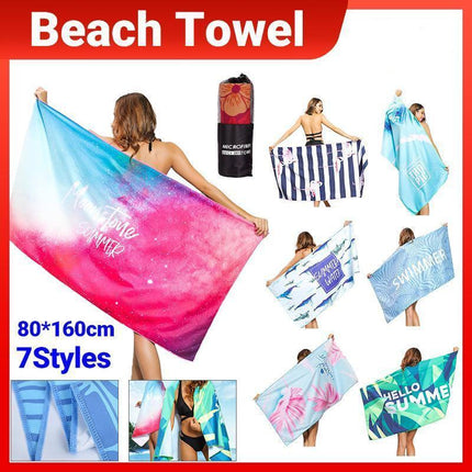 Sand Free XL Beach Towel + Bag Quick Dry Microfibre Compact Light Swimming - Deep Blue Whale.