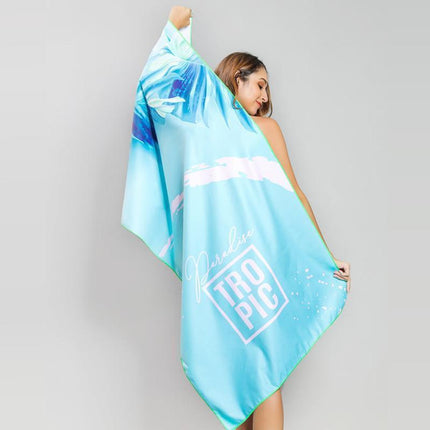 Sand Free XL Beach Towel + Bag Quick Dry Microfibre Compact Light Swimming - Deep Blue Whale.
