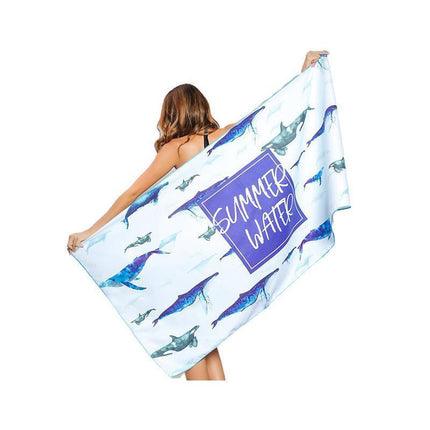 Sand Free XL Beach Towel + Bag Quick Dry Microfibre Compact Light Swimming - Grystal Green Leaf.
