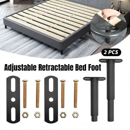 2PCS Bed Legs Adjustable Retractable Heavy Duty Bed Center Frame Support Feet.