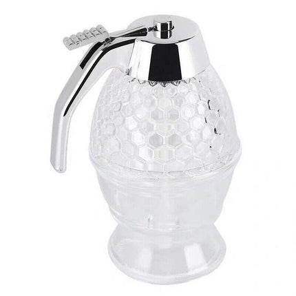 Honey Syrup Dispenser with Stand Bottom Flow Trigger Jar for Kitchen Use.